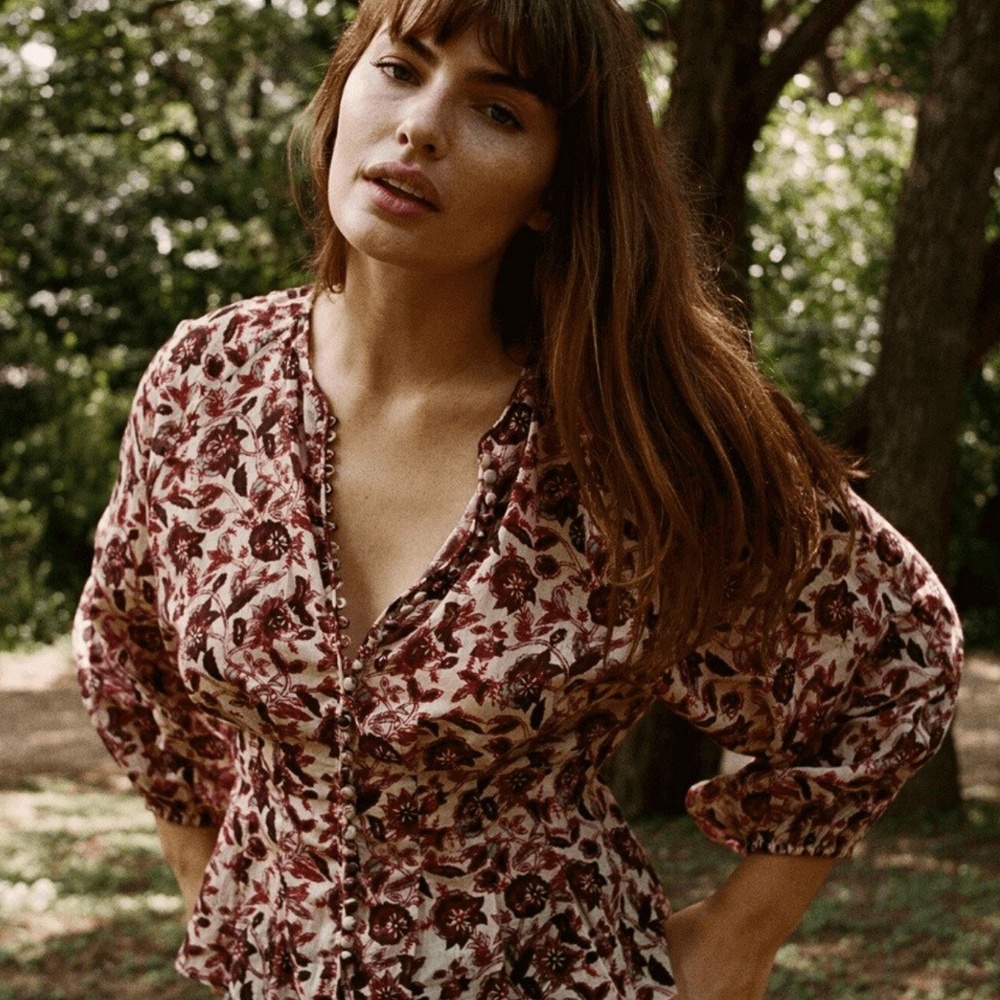 Doen - Floral Button-up Blouse M